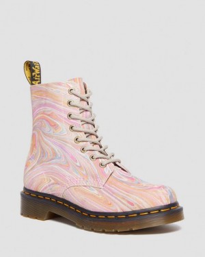 Pink / Orange Women's Dr Martens 1460 Pascal Marbled Suede Lace Up Boots | USA_Dr68351