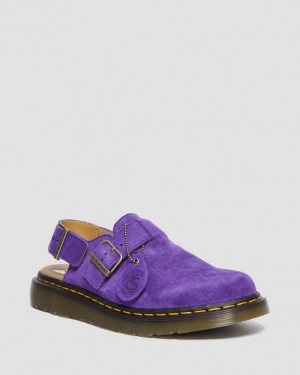 Purple Men's Dr Martens Jorge Made in England Suede Slingback Shoes | USA_Dr48871