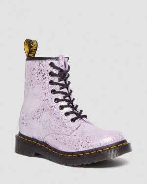 Purple Women's Dr Martens 1460 Metallic Splatter Suede Lace Up Boots | USA_Dr82404