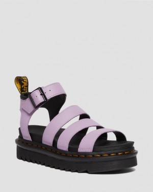 Purple Women's Dr Martens Blaire Women's Pisa Leather Strap Sandals | USA_Dr94131