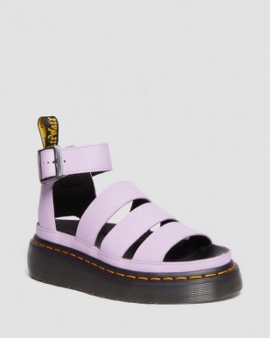 Purple Women's Dr Martens Clarissa II Pisa Leather Platform Strap Sandals | USA_Dr44327