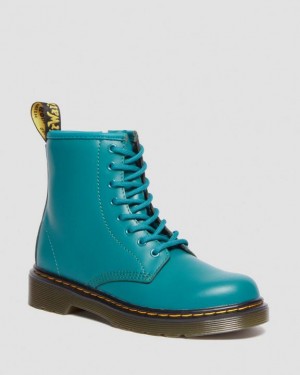 Turquoise Green Kids' Dr Martens Junior 1460 Leather Lace Up Boots | USA_Dr13058