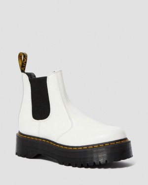 White Men's Dr Martens 2976 Smooth Leather Chelsea Platform Shoes | USA_Dr67267