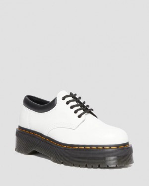 White Men's Dr Martens 8053 Leather Casual Platform Shoes | USA_Dr20805