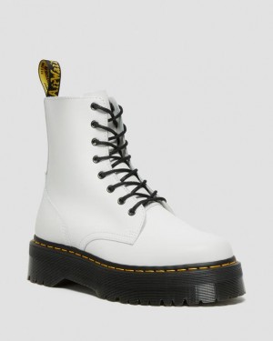 White Men's Dr Martens Jadon Boot Smooth Leather Platform Shoes | USA_Dr32364