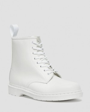 White Women's Dr Martens 1460 Mono Smooth Leather Lace Up Boots | USA_Dr35974