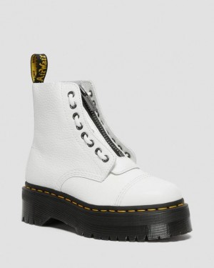 White Women's Dr Martens Sinclair Milled Nappa Leather Platform Boots | USA_Dr50980