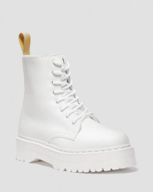 White Women's Dr Martens Vegan Jadon II Boot Kemble Mono Platforms Boots | USA_Dr85772