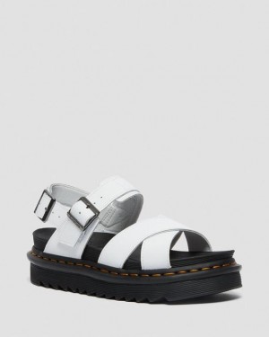 White Women's Dr Martens Voss II Women's Leather Strap Sandals | USA_Dr22930