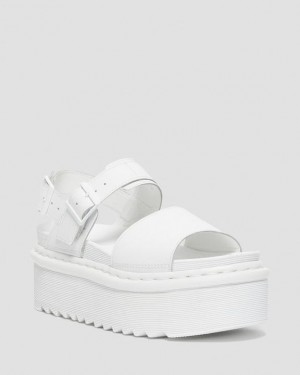 White Women's Dr Martens Voss Mono Leather Platform Strap Sandals | USA_Dr61055