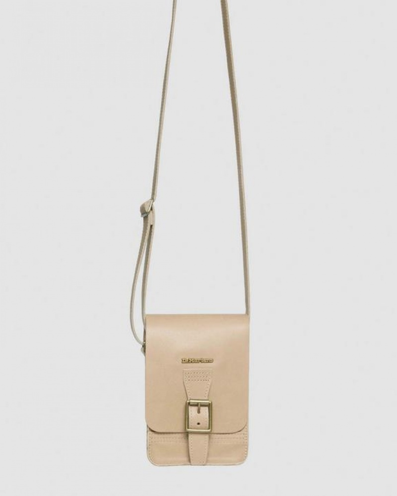 Beige Accessories Dr Martens Carrara Leather Vertical Crossbody Bags | USA_Dr44064