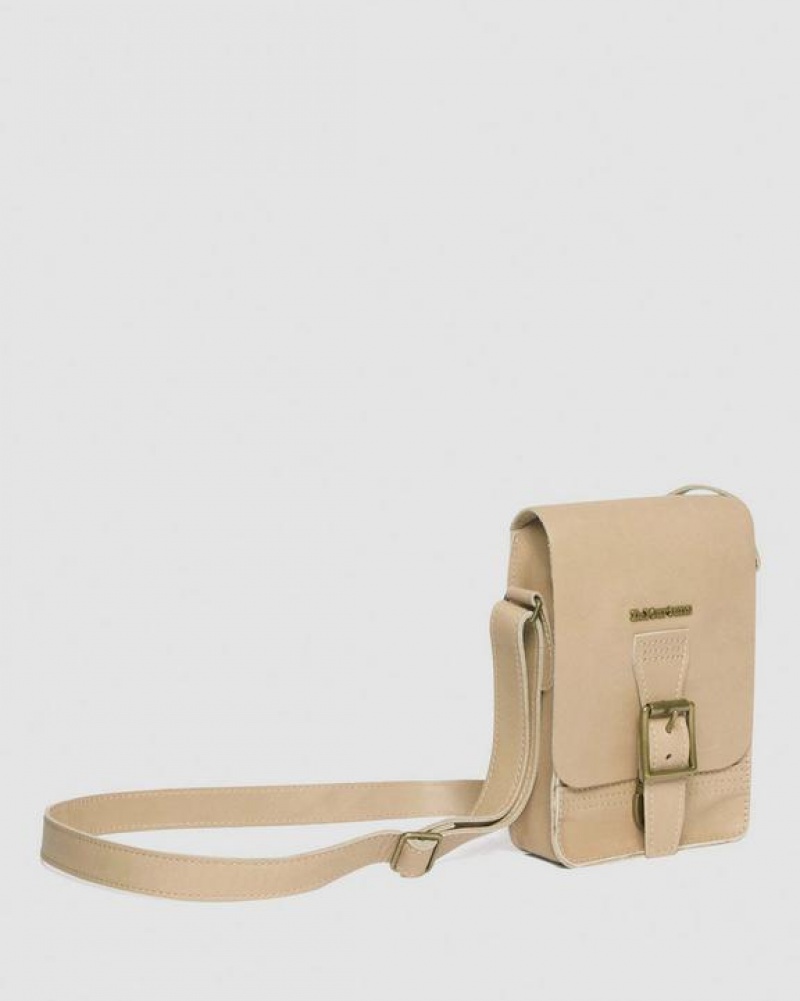 Beige Accessories Dr Martens Carrara Leather Vertical Crossbody Bags | USA_Dr44064