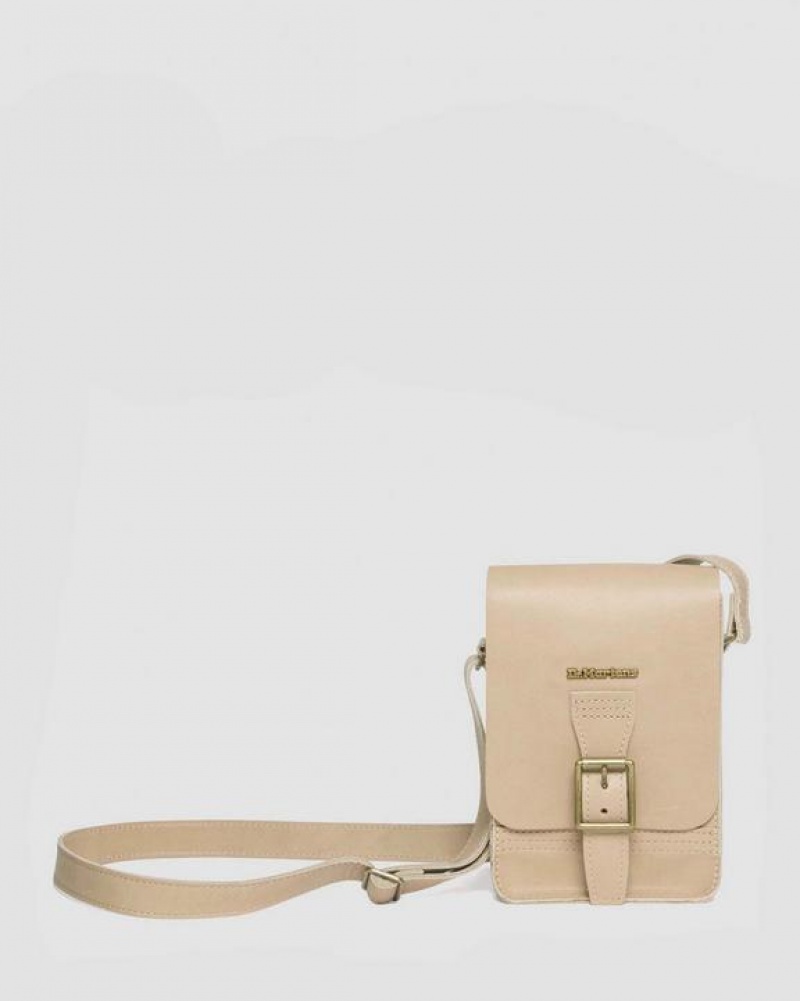 Beige Accessories Dr Martens Carrara Leather Vertical Crossbody Bags | USA_Dr44064