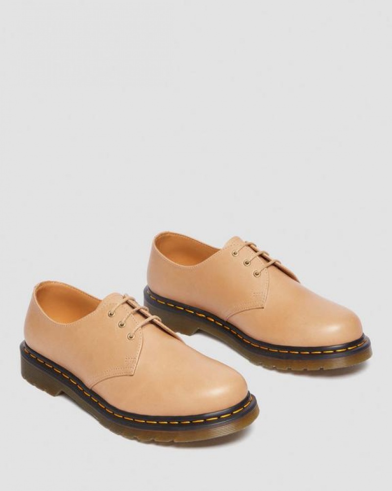 Beige Men's Dr Martens 1461 Carrara Leather Oxford Shoes | USA_Dr68431