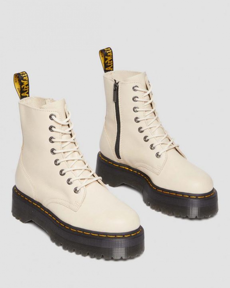 Beige Men's Dr Martens Jadon III Boot Pisa Leather Platform Shoes | USA_Dr16243