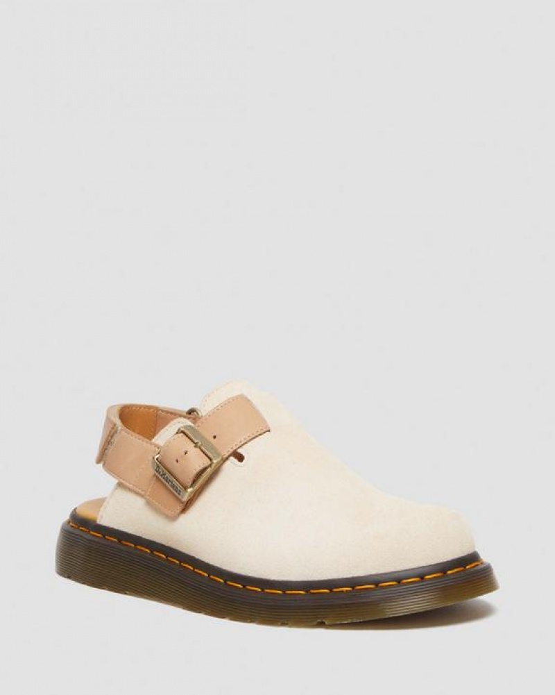 Beige Men\'s Dr Martens Jorge II Suede & Leather Slingback Sandals | USA_Dr78001