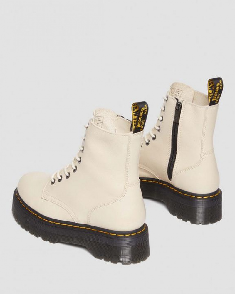 Beige Women's Dr Martens Jadon III Boot Pisa Leather Platforms Boots | USA_Dr35932