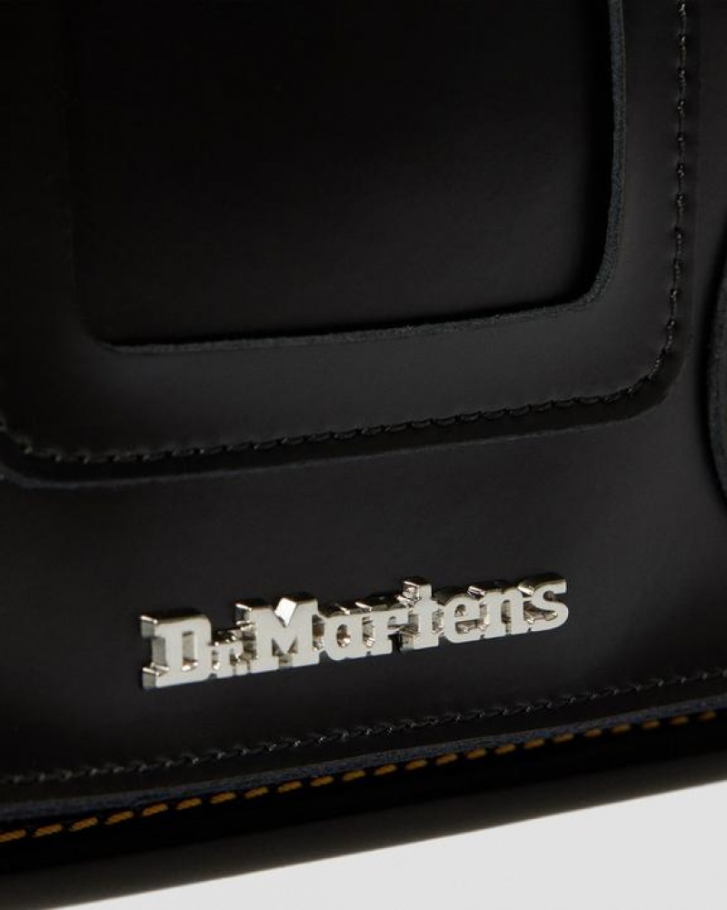 Black Accessories Dr Martens 11 inch Leather Messenger Bags | USA_Dr70051