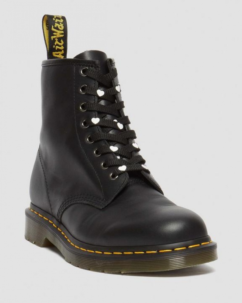 Black Accessories Dr Martens 55 Inch Heart Flat (8-10 Eye) Laces | USA_Dr53266