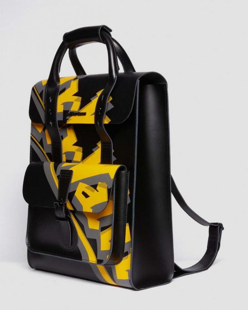 Black Accessories Dr Martens Airwair Print Leather Backpack Bags | USA_Dr85938