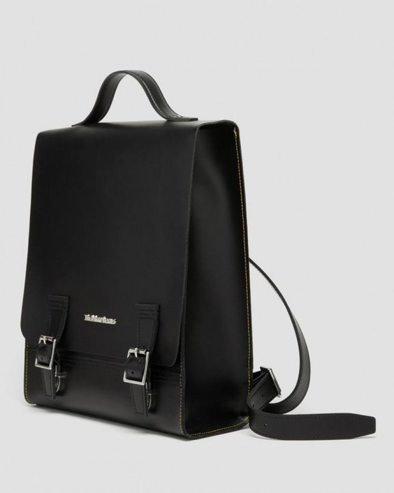 Black Accessories Dr Martens Leather Box Backpack Bags | USA_Dr65791