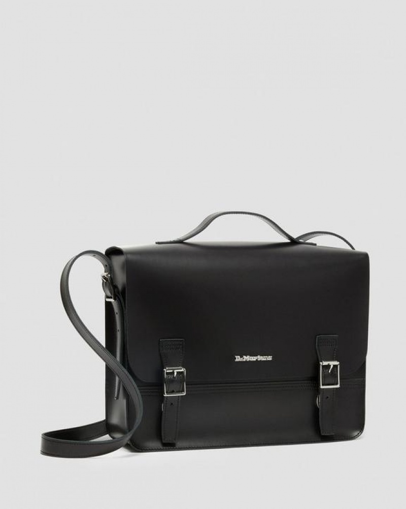 Black Accessories Dr Martens Leather Box Crossbody Messenger Bags | USA_Dr69880