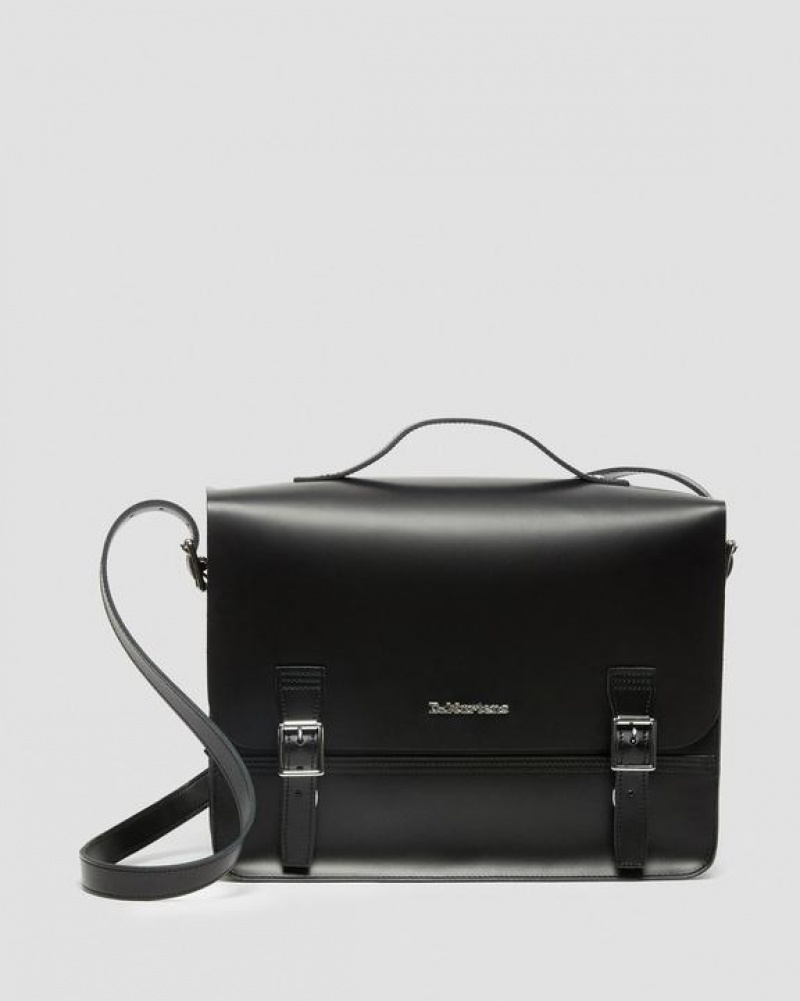 Black Accessories Dr Martens Leather Box Crossbody Messenger Bags | USA_Dr69880