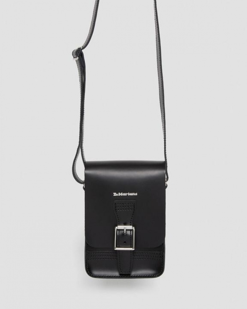 Black Accessories Dr Martens Leather Vertical Crossbody Bags | USA_Dr22061