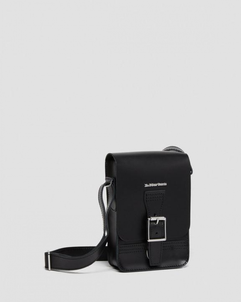 Black Accessories Dr Martens Leather Vertical Crossbody Bags | USA_Dr22061