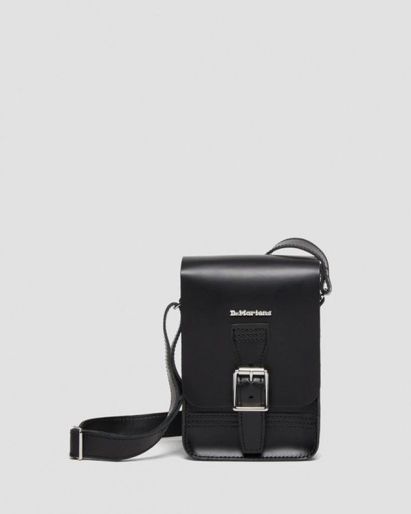 Black Accessories Dr Martens Leather Vertical Crossbody Bags | USA_Dr22061