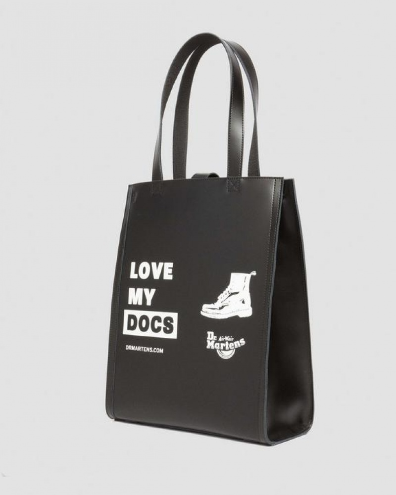 Black Accessories Dr Martens Love My Docs Leather Tote Bags | USA_Dr53919