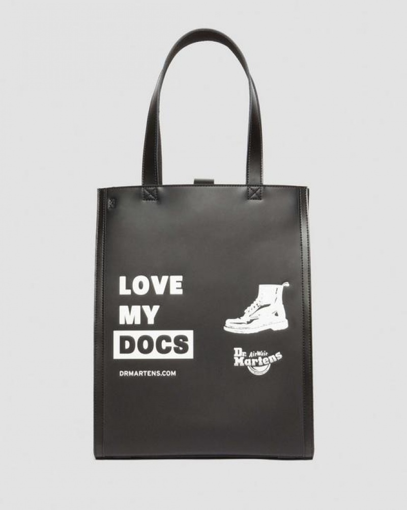 Black Accessories Dr Martens Love My Docs Leather Tote Bags | USA_Dr53919