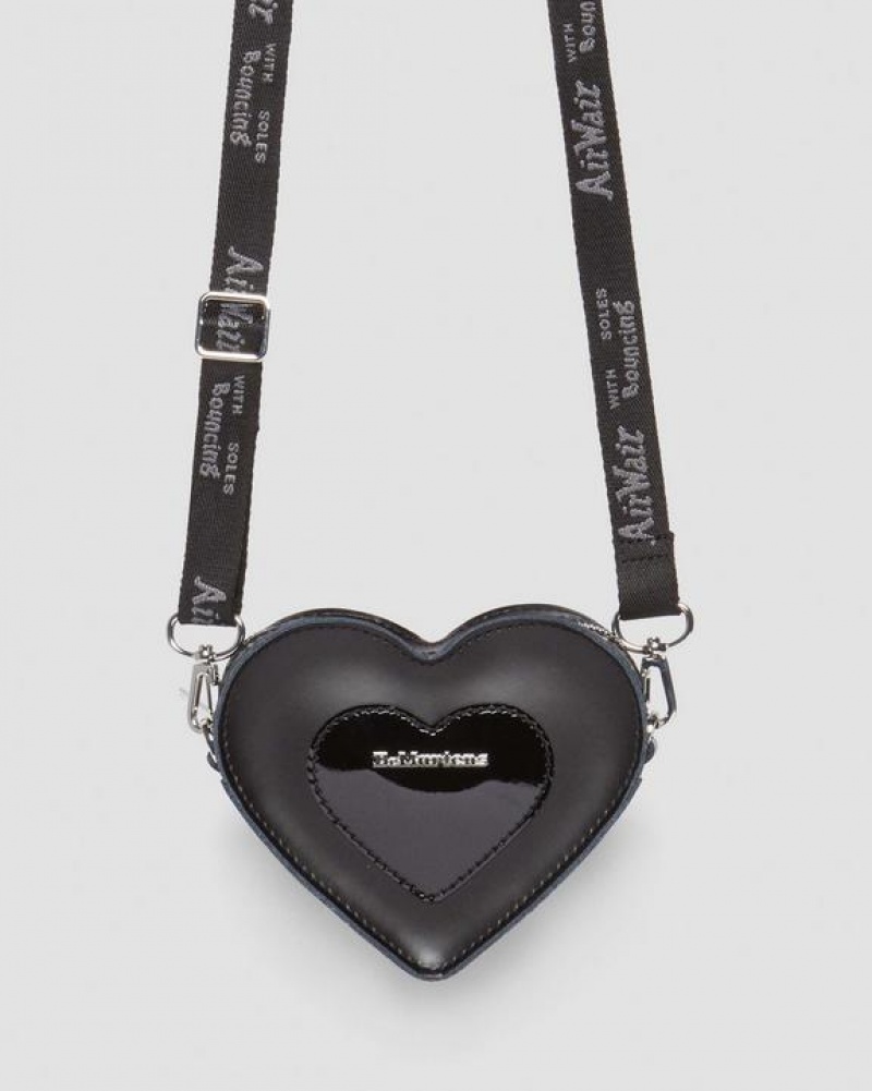 Black Accessories Dr Martens Mini Heart Shaped Kiev & Patent Leather Bags | USA_Dr93360