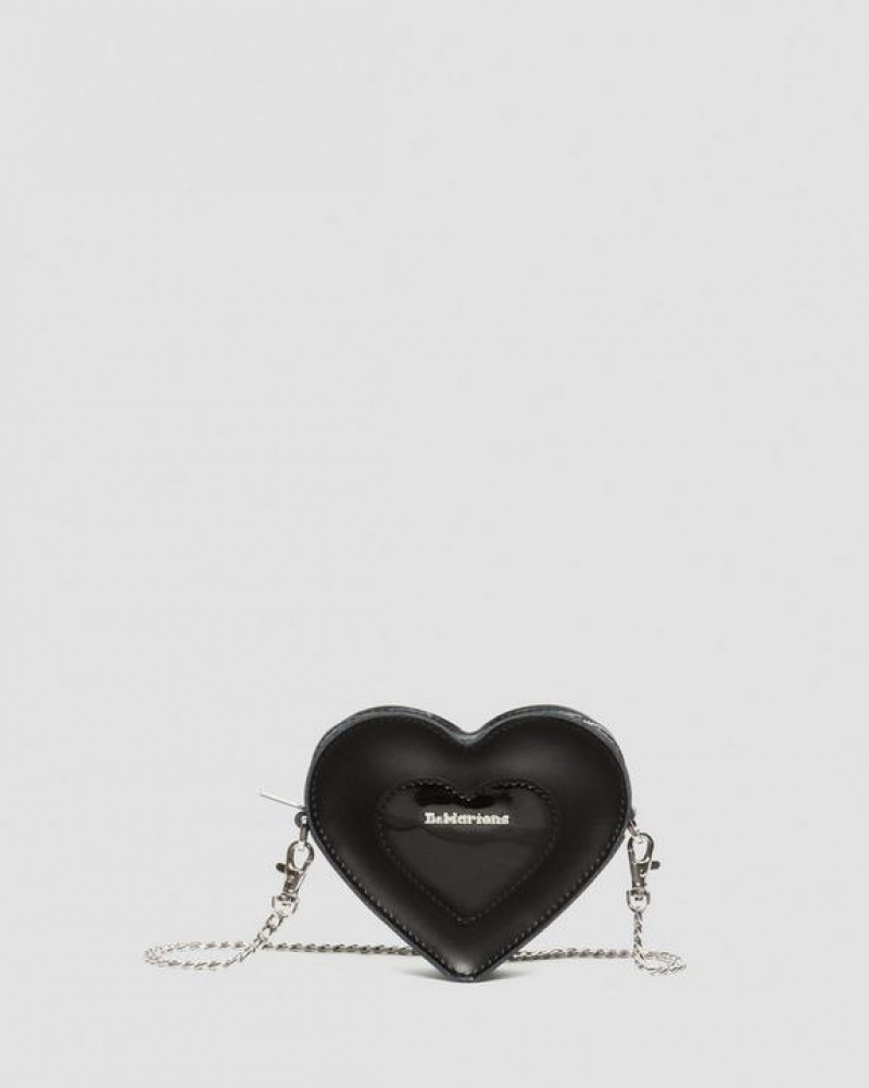 Black Accessories Dr Martens Mini Heart Shaped Kiev & Patent Leather Bags | USA_Dr93360