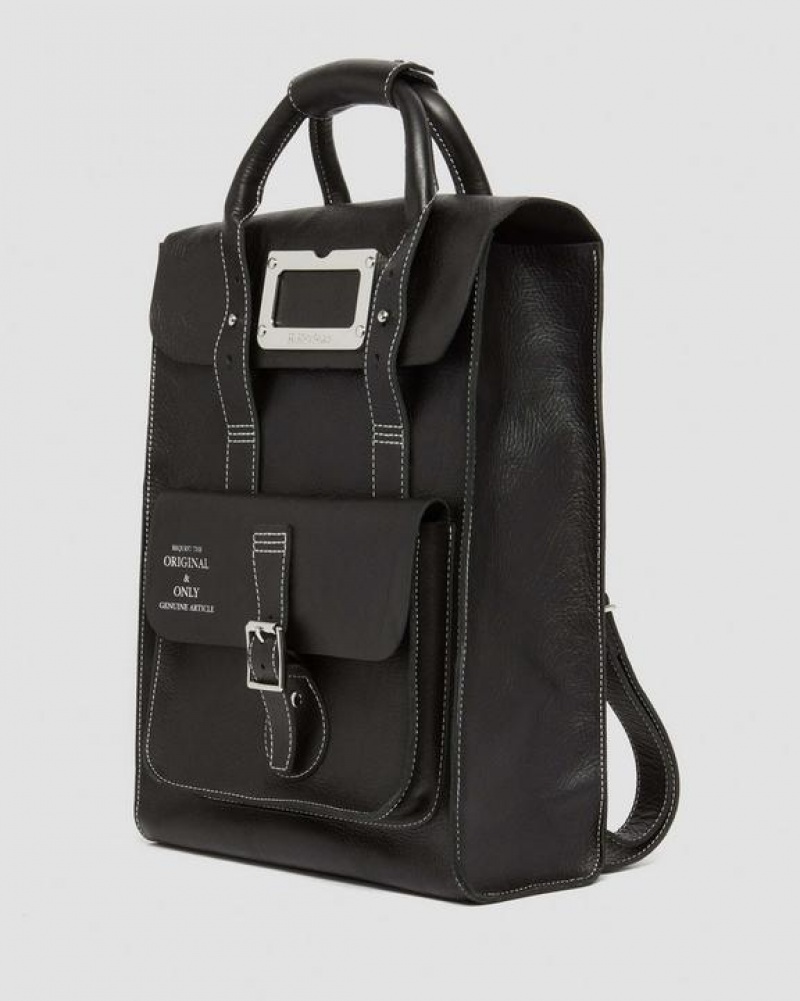 Black Accessories Dr Martens Overdrive Leather Backpack Bags | USA_Dr79658