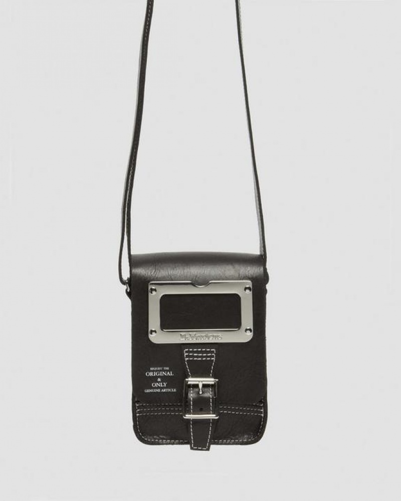 Black Accessories Dr Martens Overdrive Leather Vertical Crossbody Bags | USA_Dr17119