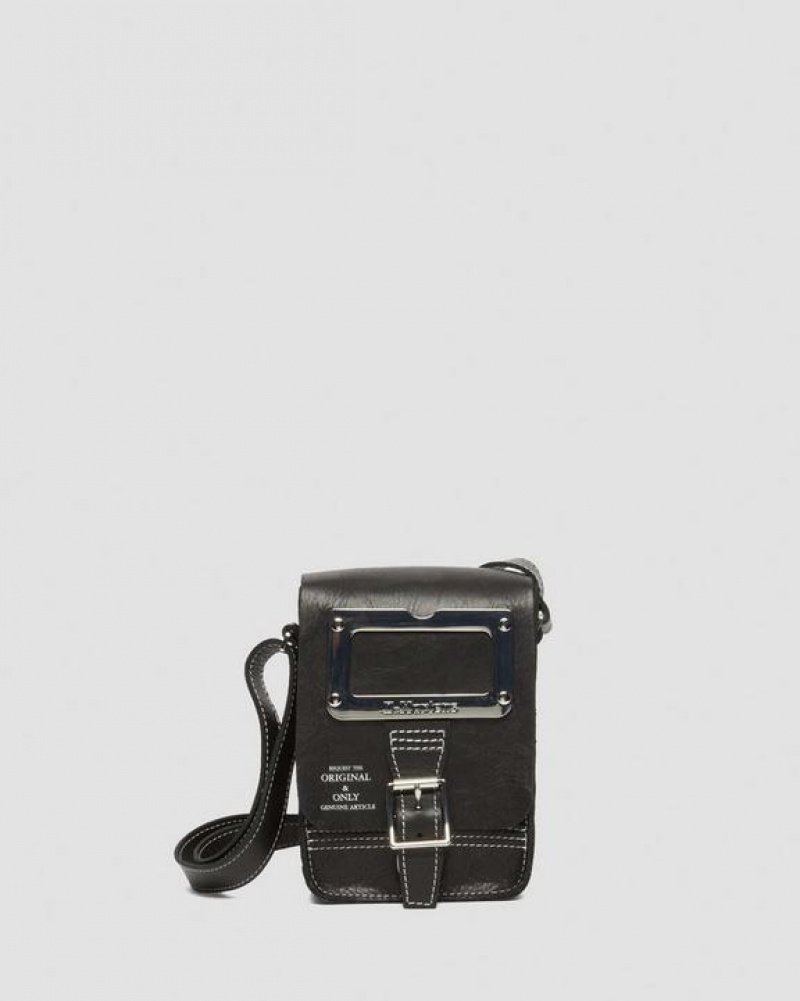 Black Accessories Dr Martens Overdrive Leather Vertical Crossbody Bags | USA_Dr17119