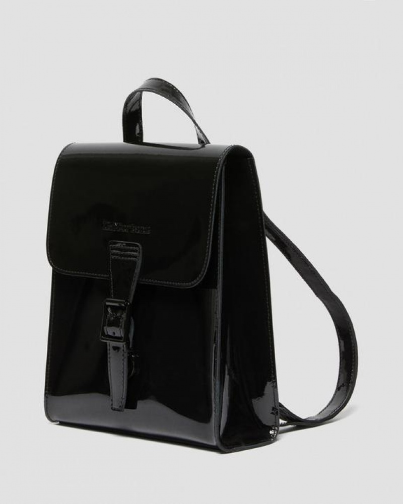 Black Accessories Dr Martens Patent Leather Mini Backpack Bags | USA_Dr21316