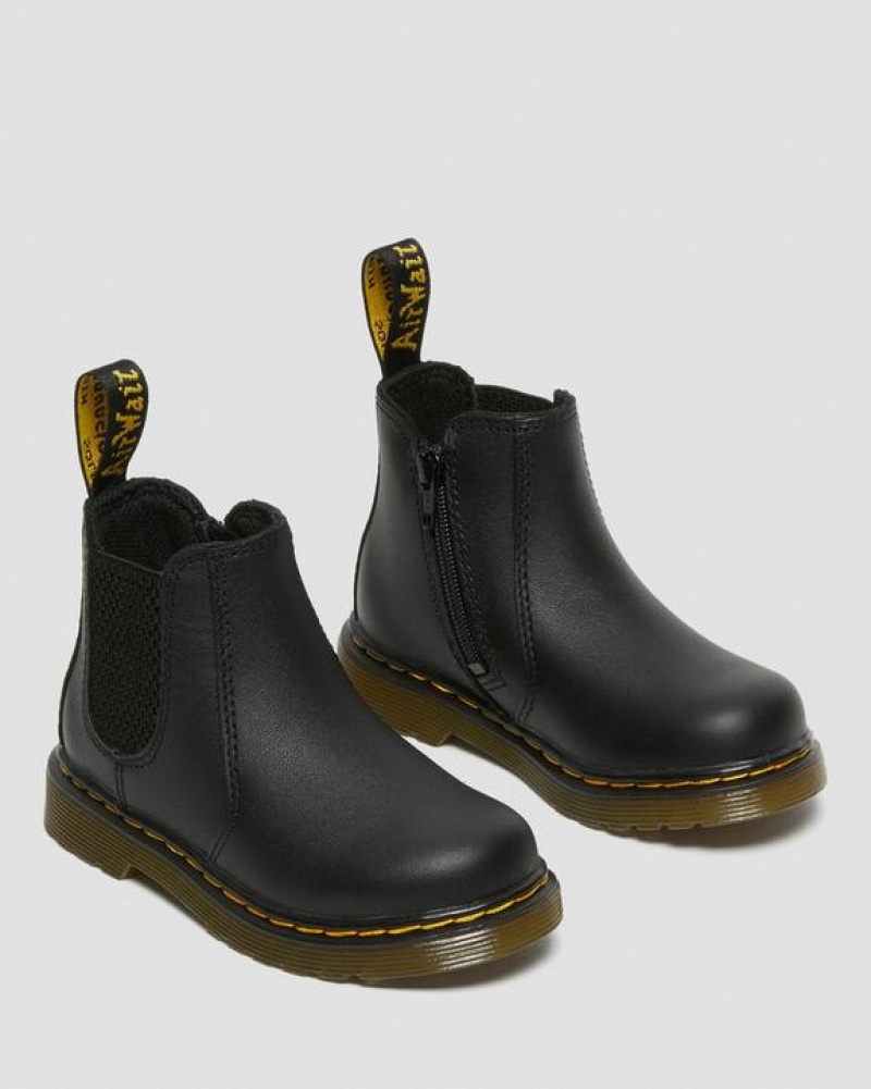 Black Kids' Dr Martens Infant/Toddler 2976 Softy T Leather Chelsea Boots | USA_Dr80922