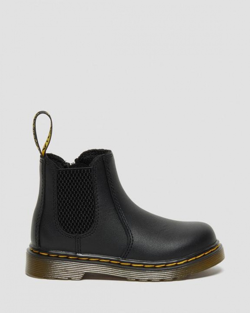 Black Kids' Dr Martens Infant/Toddler 2976 Softy T Leather Chelsea Boots | USA_Dr80922