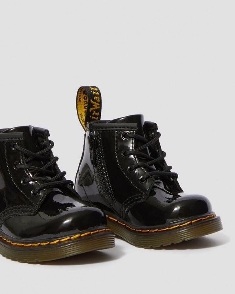 Black Kids' Dr Martens Infant 1460 Patent Leather Lace Up Boots | USA_Dr80755