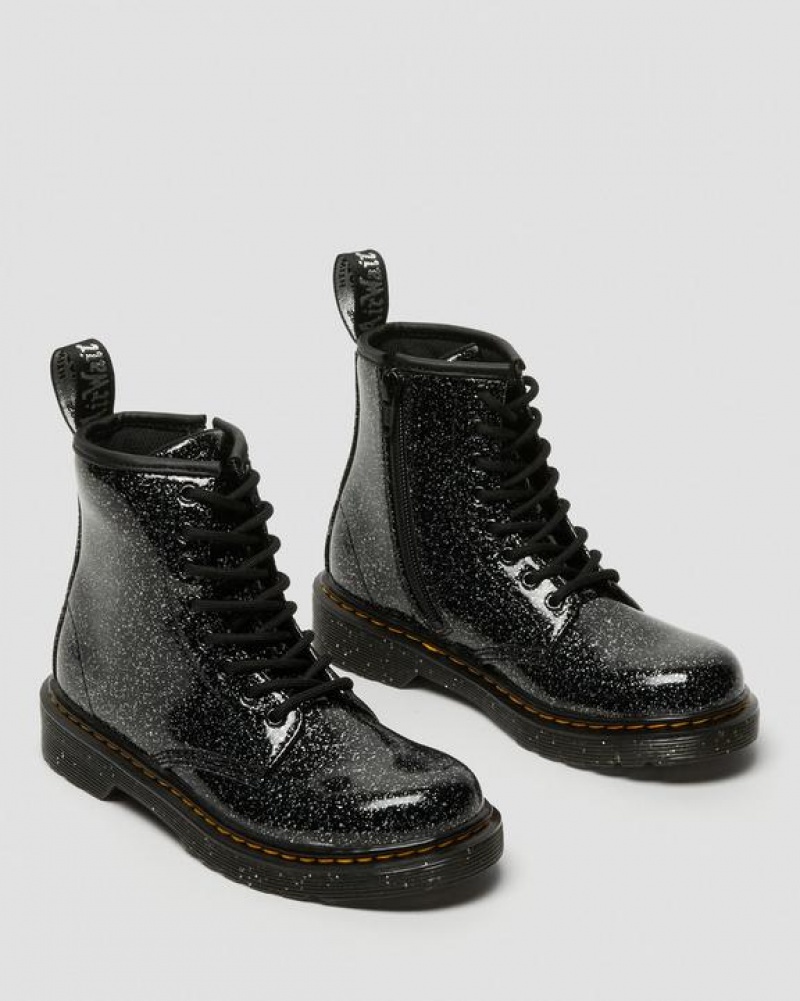 Black Kids' Dr Martens Junior 1460 Glitter Lace Up Boots | USA_Dr97500