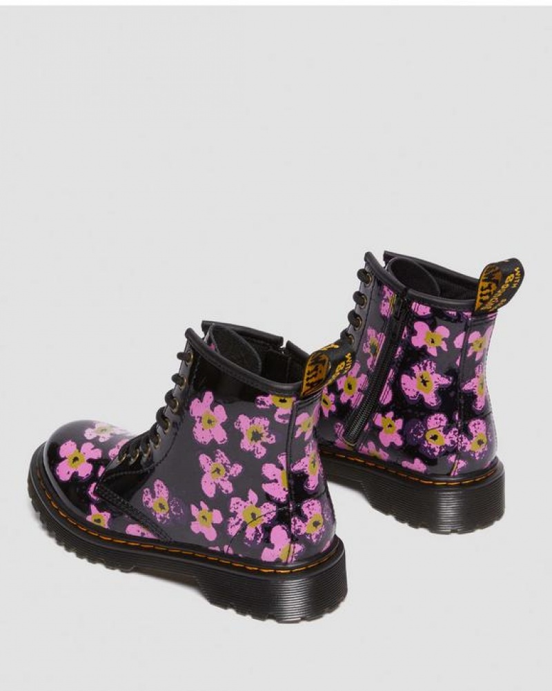 Black Kids' Dr Martens Junior 1460 Pansy Patent Leather Lace Up Boots | USA_Dr91777