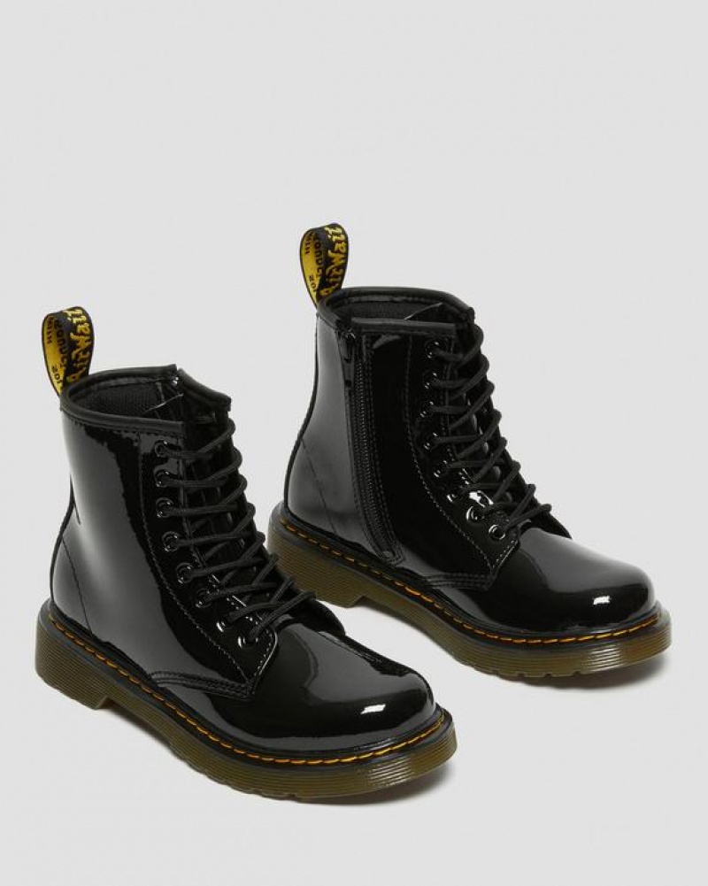 Black Kids' Dr Martens Junior 1460 Patent Leather Lace Up Boots | USA_Dr36499