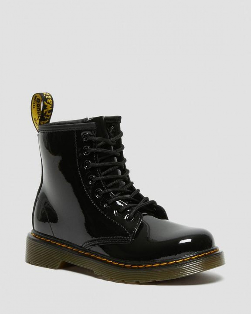 Black Kids\' Dr Martens Junior 1460 Patent Leather Lace Up Boots | USA_Dr36499