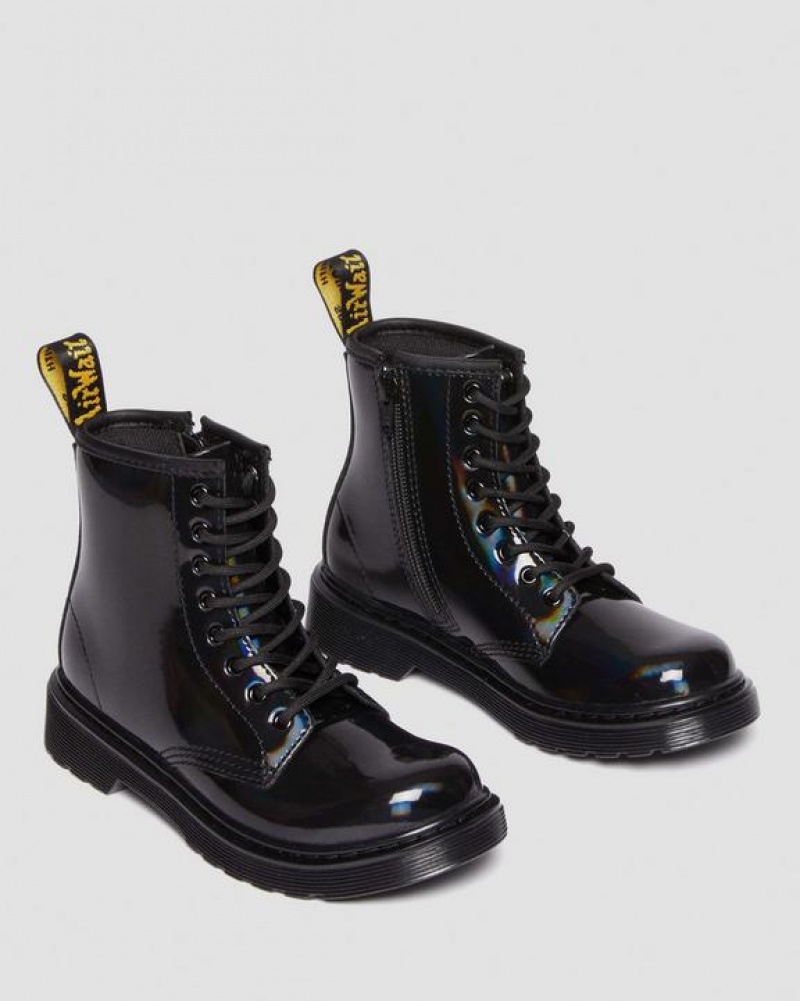 Black Kids' Dr Martens Junior 1460 Rainbow Patent Leather Lace Up Boots | USA_Dr44016