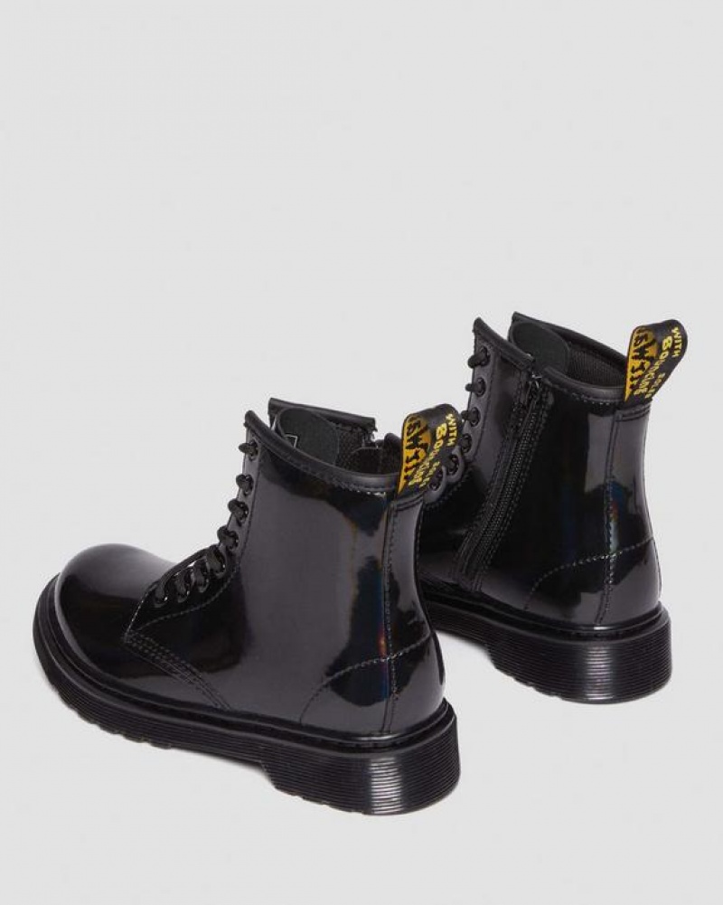 Black Kids' Dr Martens Junior 1460 Rainbow Patent Leather Lace Up Boots | USA_Dr44016