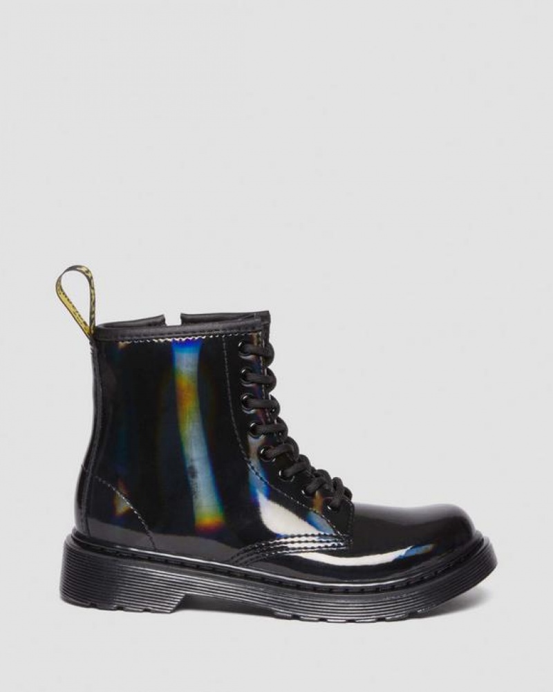 Black Kids' Dr Martens Junior 1460 Rainbow Patent Leather Lace Up Boots | USA_Dr44016