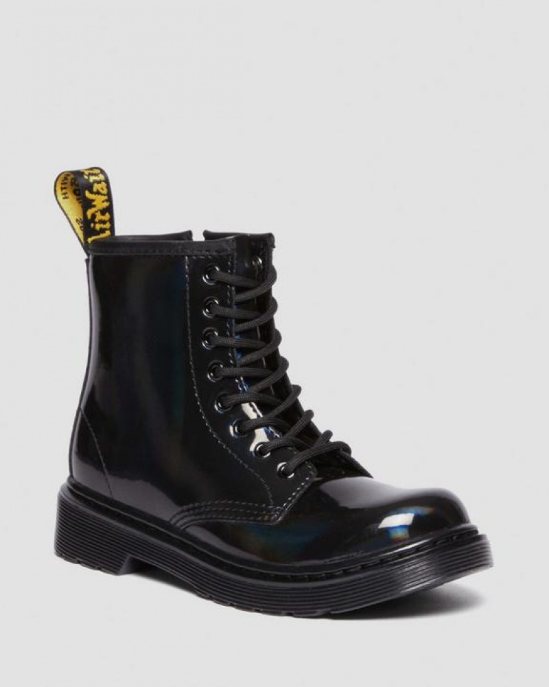 Black Kids\' Dr Martens Junior 1460 Rainbow Patent Leather Lace Up Boots | USA_Dr44016