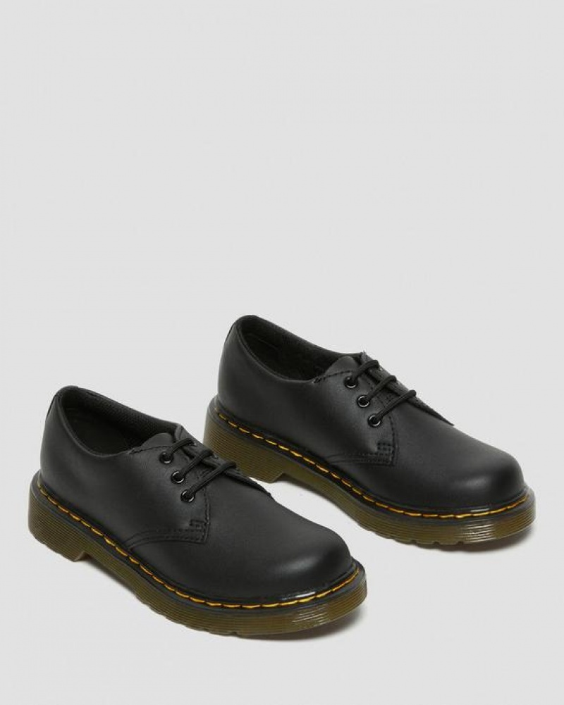 Black Kids' Dr Martens Junior 1461 Softy T Leather Shoes | USA_Dr93669